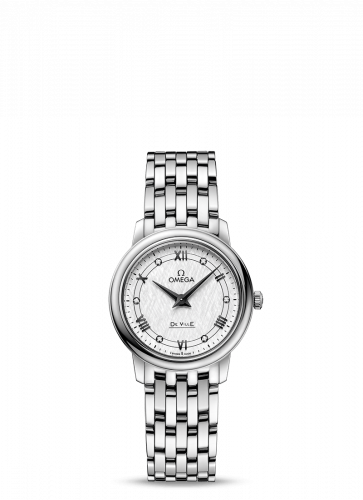 De Ville Prestige Quartz 27.4 Stainless Steel / Vintage Silver Silk  / Bracelet