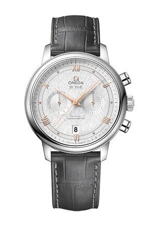 De Ville Prestige Co-Axial 41 Chronograph Stainless Steel / Vintage Silver Silk / Alligator