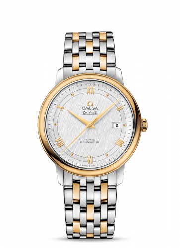 De Ville Prestige Co-Axial 39.5 Stainless Steel / Yellow Gold / Vintage Silk Silver / Bracelet