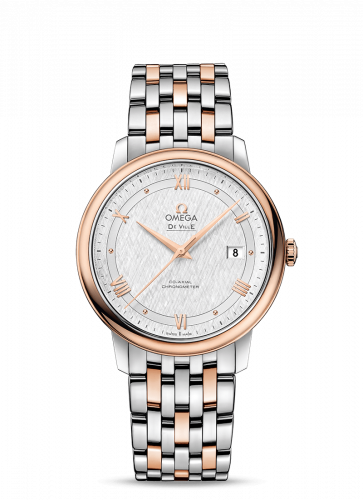 De Ville Prestige Co-Axial 39.5 Stainless Steel / Red Gold / Vintage Silk Silver / Bracelet