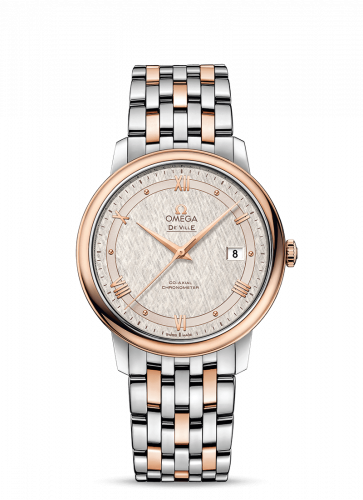 De Ville Prestige Co-Axial 39.5 Stainless Steel / Red Gold / Vintage Silver Silk / Bracelet