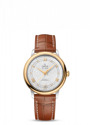De Ville Prestige Co-Axial 32.7 Stainless Steel / Yellow Gold / Vintage Silver Silk