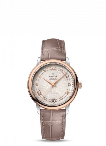 De Ville Prestige Co-Axial 32.7 Stainless Steel / Red Gold / Vintage Silver Silk