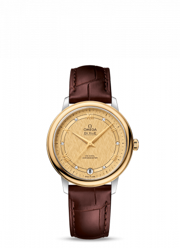 De Ville Prestige Co-Axial 32.7 Stainless Steel / Yellow Gold / Vintage Champagne Silk