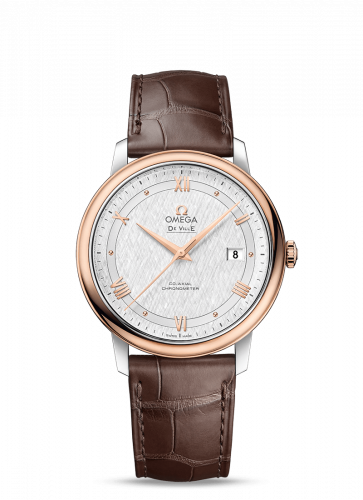 De Ville Prestige Co-Axial 39.5 Stainless Steel / Red Gold / Vintage Silk Silver