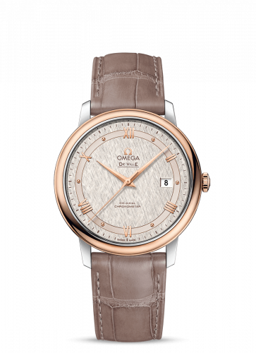 De Ville Prestige Co-Axial 39.5 Stainless Steel / Red Gold / Vintage Silver Silk