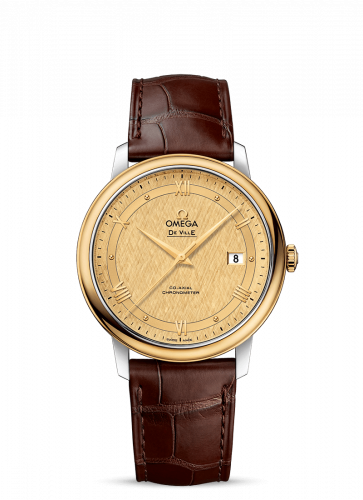 De Ville Prestige Co-Axial 39.5 Stainless Steel / Yellow Gold / Vintage Champagne Silk