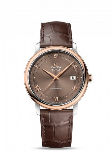 De Ville Prestige Co-Axial 39.5 Stainless Steel / Red Gold / Vintage Brown