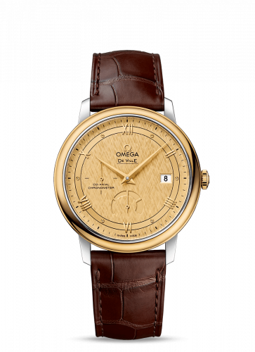 De Ville Prestige Co-Axial 39.5 Power Reserve Stainless Steel / Yellow Gold / Vintage Champagne Silk