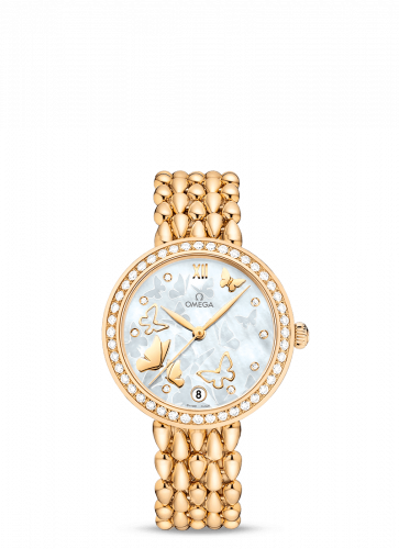 De Ville Prestige Dewdrop Co-Axial 32.7 Yellow Gold / MOP Butterfly / Diamond / Bracelet