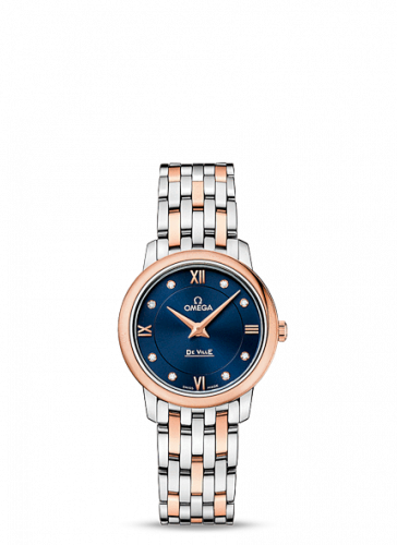 De Ville Prestige Quartz 27.4 Stainless Steel / Red Gold / Blue / Bracelet