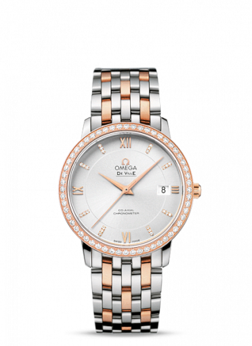 De Ville Prestige Co-Axial 36.8 Stainless Steel / Red Gold / Silver / Diamond / Bracelet