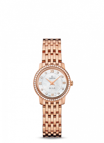 De Ville  Prestige Quartz Ladies 24.5 Red Gold Diamond / MOP / Bracelet
