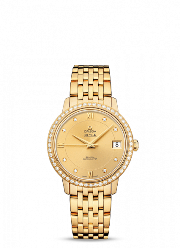 De Ville Prestige Co-Axial 32.7 Yellow Gold / Diamond / Champagne / Bracelet
