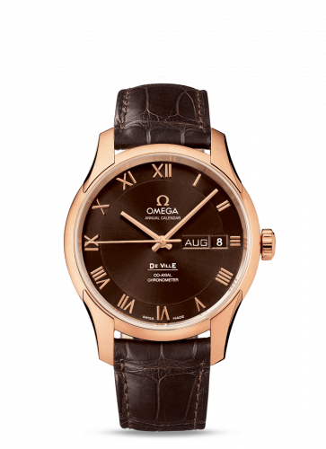 De Ville Co-Axial Annual Calendar Red Gold / Brown / Alligator