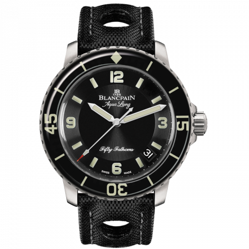 Fifty Fathoms Tribute to Fifty Fathoms Aqua Lung / Stainless Steel / Black / Black Canvas
