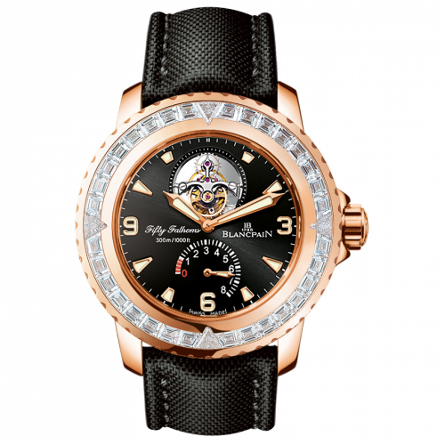 Fifty Fathoms Tourbillon 8 Jours Red Gold / Diamonds / Black Canvas