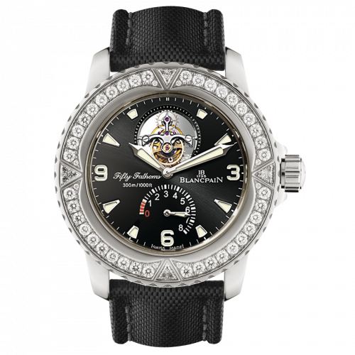 Fifty Fathoms Tourbillon 8 Jours White Gold / Diamonds / Black Canvas