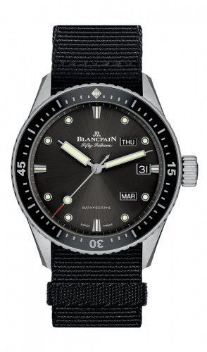 Fifty Fathoms Bathygraphe Quantième Annuel Black / Grey / Black NATO