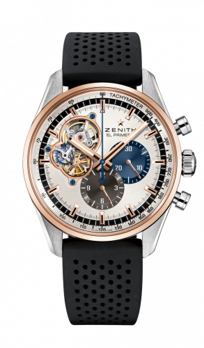 El Primero Chronomaster Open Stainless Steel / Rose Gold / Silver 1969 / Rubber