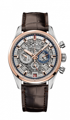 El Primero Chronomaster Full Open 42 Stainless Steel / Rose Gold / Strap / Alligator