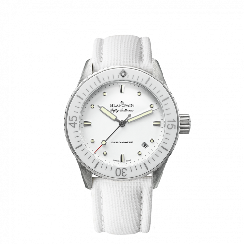 Fifty Fathoms Bathyscaphe Stainless Steel / White / White Canvas