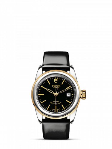 Glamour Date 26 Stainless Steel / Yellow Gold / Black / Strap