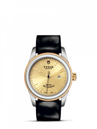 Glamour Date 31 Stainless Steel / Yellow Gold / Champagne / Strap