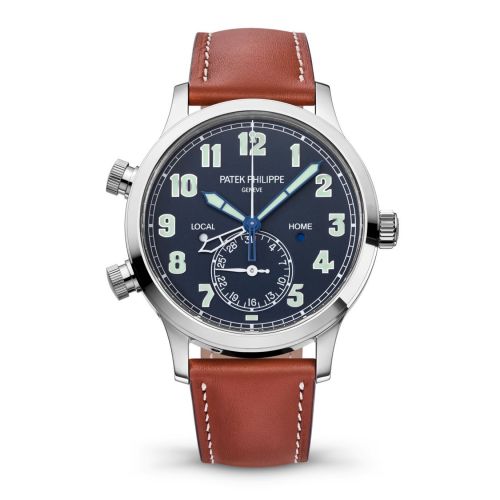 Calatrava Pilot Travel Time 5524 White Gold / Blue