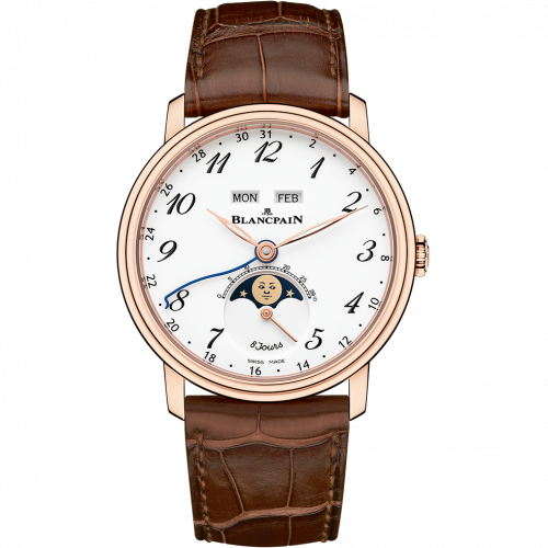 Villeret Quantieme Complet 8 Jours Red Gold / Enamel Arabic
