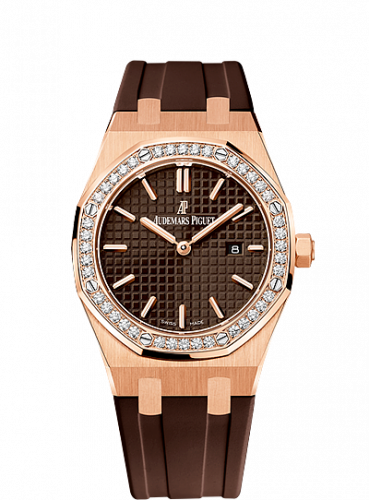 Royal Oak 67651 Quartz Pink Gold / Brown / Rubber