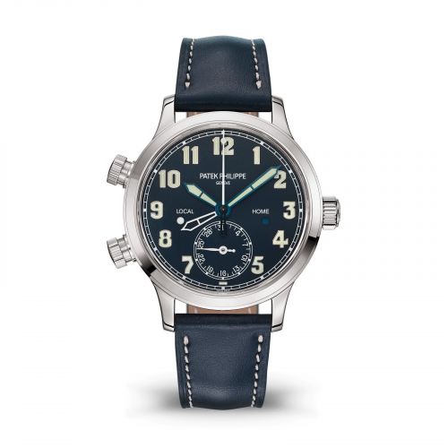 Calatrava Pilot Travel Time 7234 White Gold / Blue