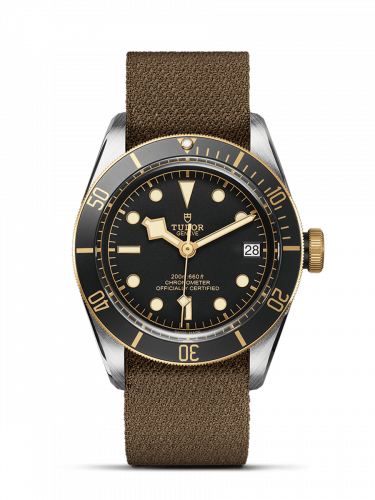 Heritage Black Bay Black S&G / Stainless Steel / Yellow Gold / Black / Fabric