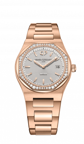 Laureato 34 Quartz Pink Gold / Diamond / Silver