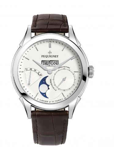 Rue Royale Moonphase Stainless Steel / Silver / Brown Alligator
