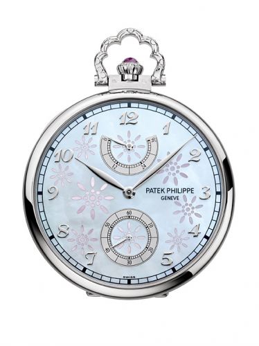 Pocket Watch Lepine Power Reserve White Gold / Geisha under a Cherry Tree