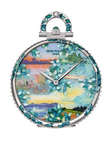 Pocket Watch Lepine White Gold / Dawn on the Lake