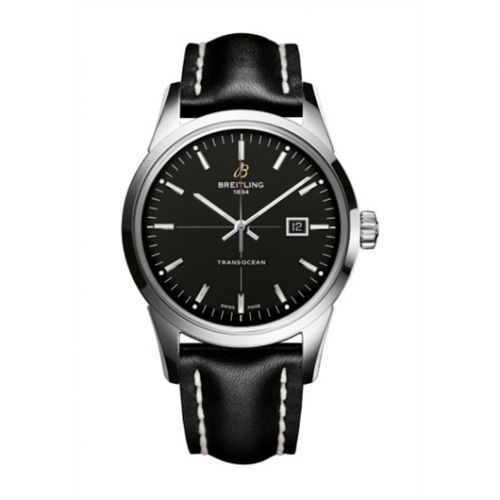 Transocean Date Stainless Steel / Black / Calf / Pin