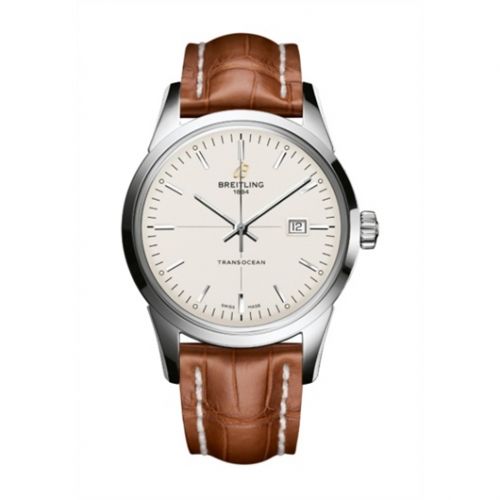 Transocean Date Stainless Steel / Silver / Croco / Pin