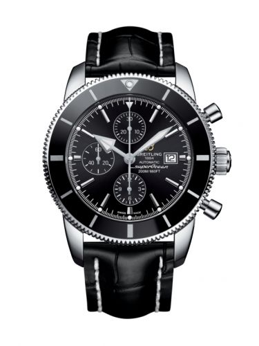 Superocean Heritage II 46 Chronograph Stainless Steel / Black / Black /  Croco / Pin