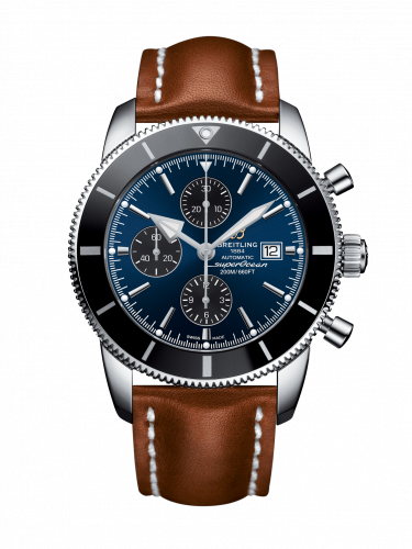 Superocean Heritage II 46 Chronograph Stainless Steel / Black / Bue / Calf / Pin