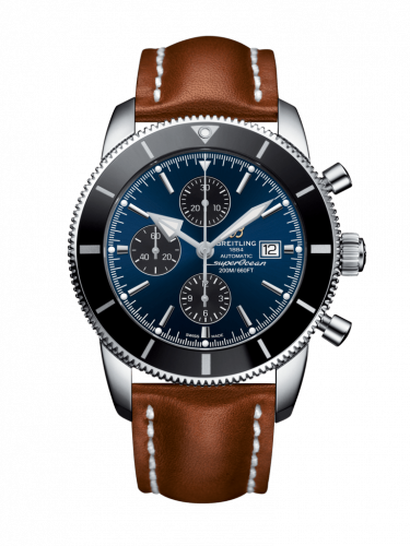 Superocean Heritage II 46 Chronograph Stainless Steel / Black / Blue / Calf / Folding