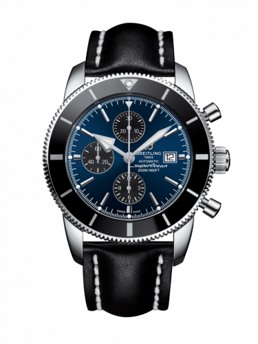 Superocean Heritage II 46 Chronograph Stainless Steel / Black / Blue / Calf / Folding