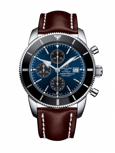 Superocean Heritage II 46 Chronograph Stainless Steel / Black / Blue / Calf / Pin