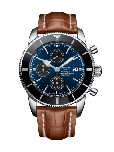 Superocean Heritage II 46 Chronograph Stainless Steel / Black / Blue / Croco / Folding
