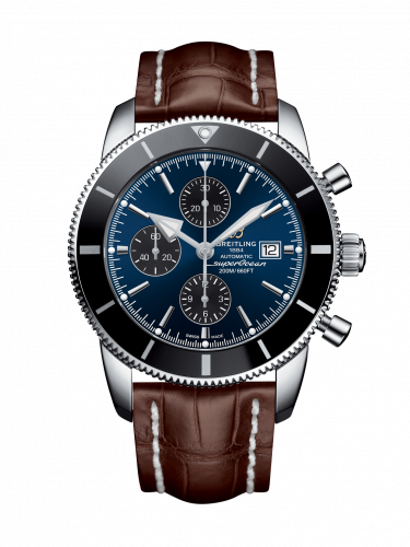 Superocean Heritage II 46 Chronograph Stainless Steel / Black / Blue / Croco / Pin