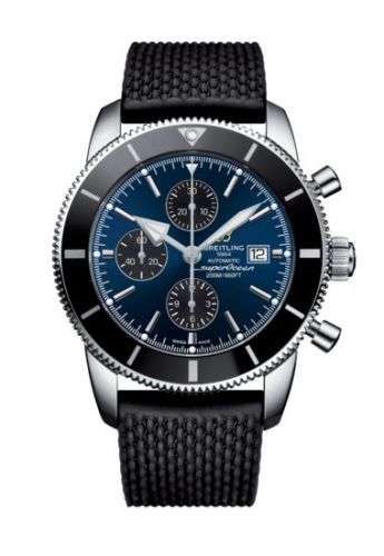 Superocean Heritage II 46 Chronograph Stainless Steel / Black / Blue /  Rubber / Folding