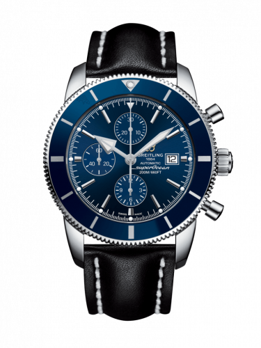 Superocean Heritage II 46 Chronograph Stainless Steel / Blue / Blue /  Calf / Folding