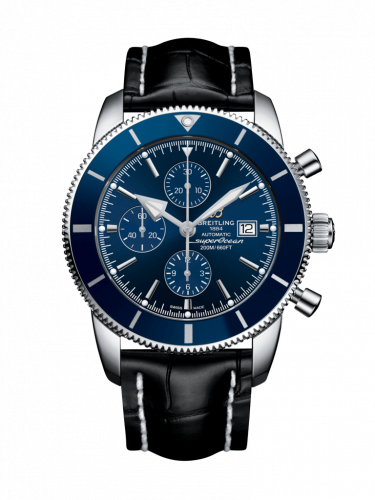 Superocean Heritage II 46 Chronograph Stainless Steel / Blue / Blue /  Croco / Folding