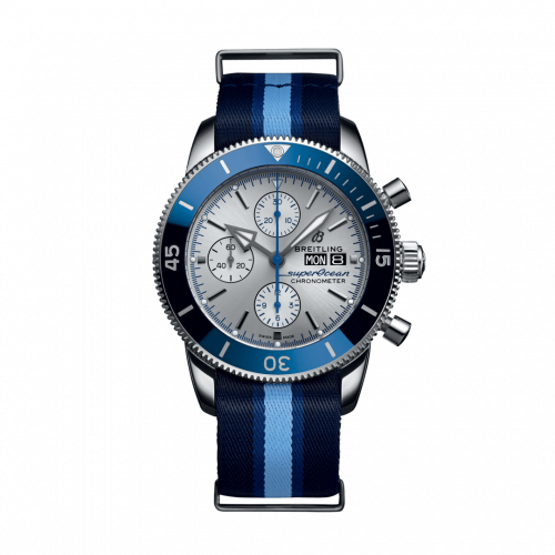 Superocean Heritage II Chronograph 44 Stainless Steel / Silver / NATO / Ocean Conservancy